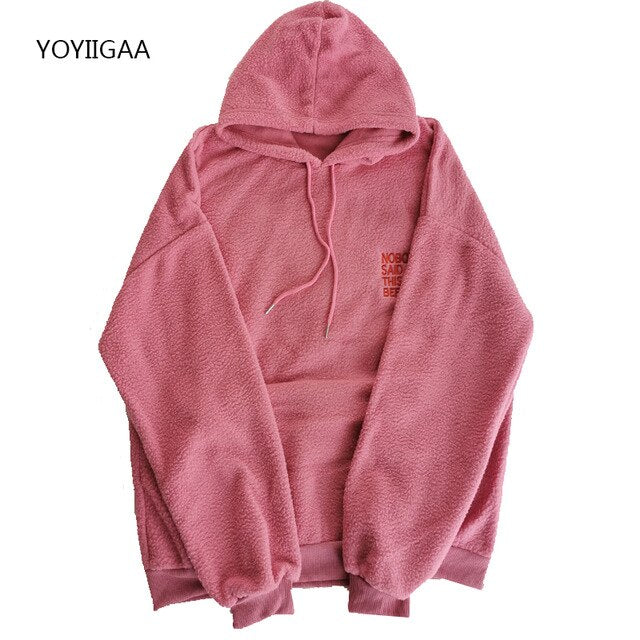 Women Fleece Hoodies Autumn Winter Warm Female Hoody Sweatshirts Letter Embroidery Ladies Girls Hoodie Hooded Casual Outerwear