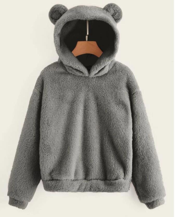 Hoodie Kawaii Women Hoodies Pullover Harajuku Sweatshirts Oversize Itself Hoody Bear Ears Warm Plush Hooded Ropa Mujer Sudaderas